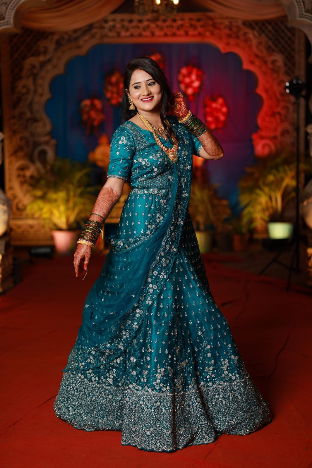 Indhu Makeovers Teal Bridal Look